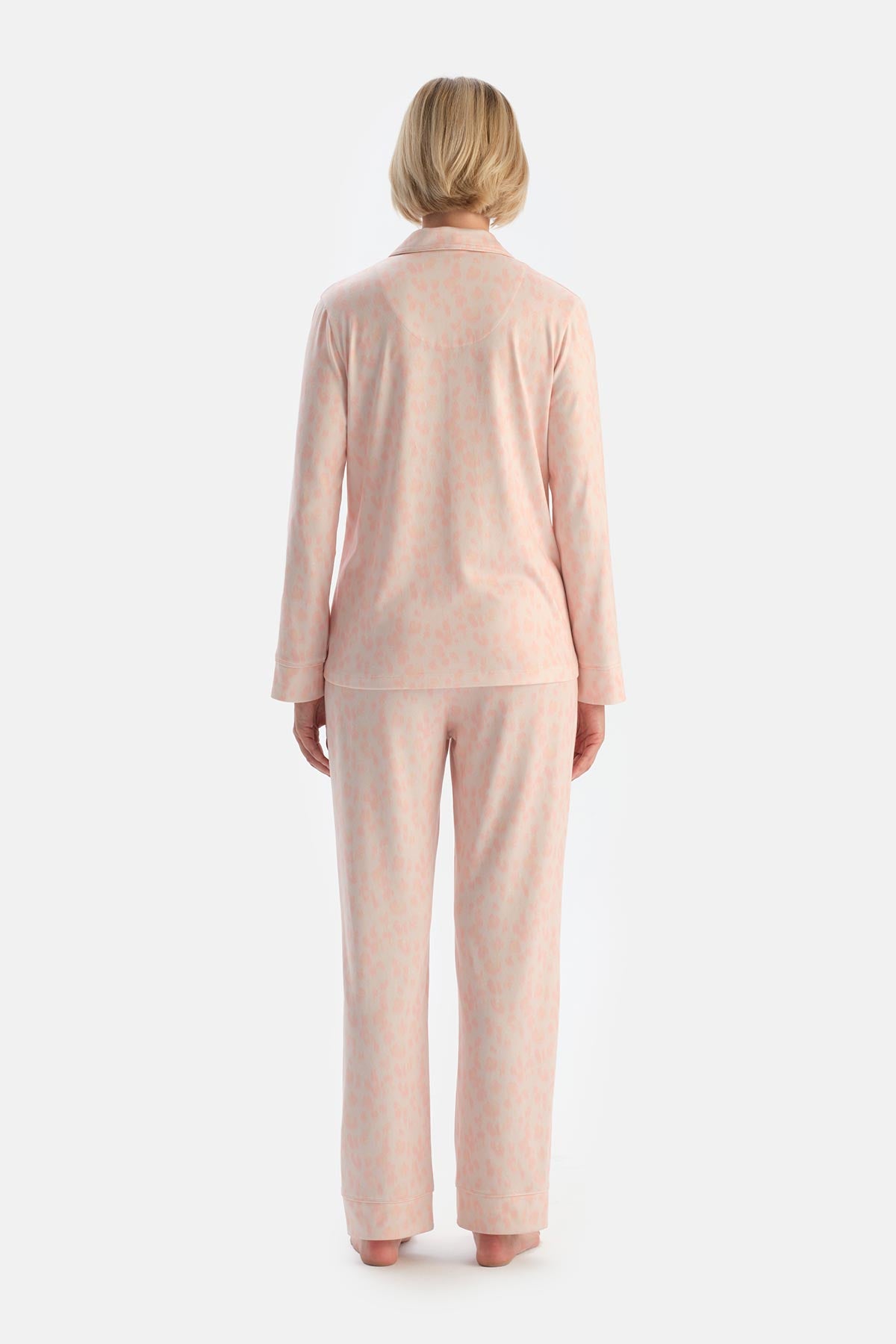 Light Salmon LEOPARD PRINT SHIRT AND TROUSERS PAJAMA SET