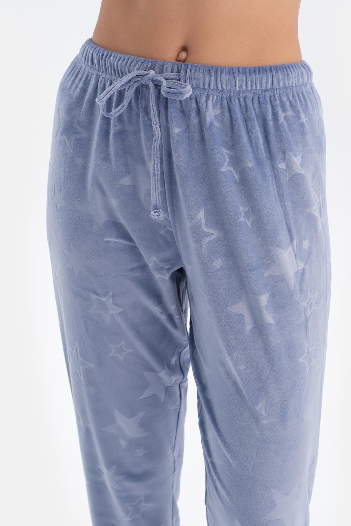 Blue EMBOSS STAR PRINTED T-SHIRT TROUSERS PAJAMA SET