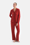 Red POLKA DOT THERMAL SHIRT TROUSERS PAJAMA SET