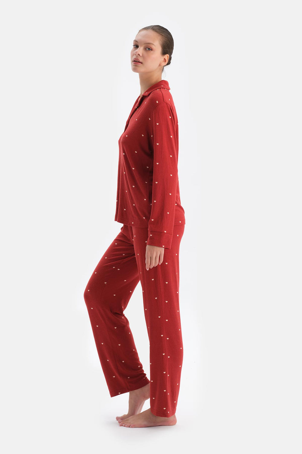 Red POLKA DOT THERMAL SHIRT TROUSERS PAJAMA SET