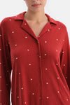 Red POLKA DOT THERMAL SHIRT TROUSERS PAJAMA SET