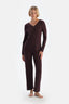 Damson V-NECK BUTTONED PAJAMA SET