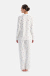 Ekru Metraj Baskılı Termal Gömlek Pantolon Pijama Takımı