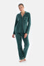 Petrol Green VELVET SHIRT TROUSERS PAJAMA SET