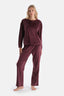 Damson CREW NECK LONG SLEEVE VELVET PAJAMA SET
