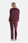 Damson CREW NECK LONG SLEEVE VELVET PAJAMA SET
