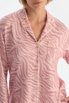 Light Pink ZEBRA PATTERNED SHIRT AND TROUSERS PAJAMA SET