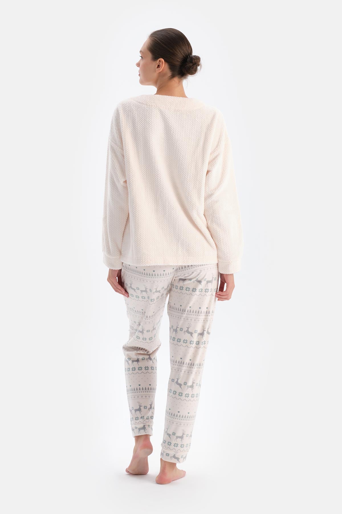 Soft Pink DEER PATTERNED PRINTED PAJAMA SET