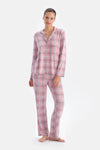 Soft Pink PLAID THERMAL SHIRT TROUSERS PAJAMA SET