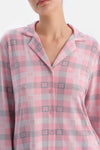Soft Pink PLAID THERMAL SHIRT TROUSERS PAJAMA SET