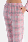 Soft Pink PLAID THERMAL SHIRT TROUSERS PAJAMA SET