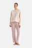 Ecru EMBROIDERED FLEECE SWEATSHIRT AND TROUSERS PAJAMA SET