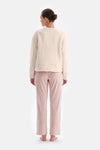Ecru EMBROIDERED FLEECE SWEATSHIRT AND TROUSERS PAJAMA SET