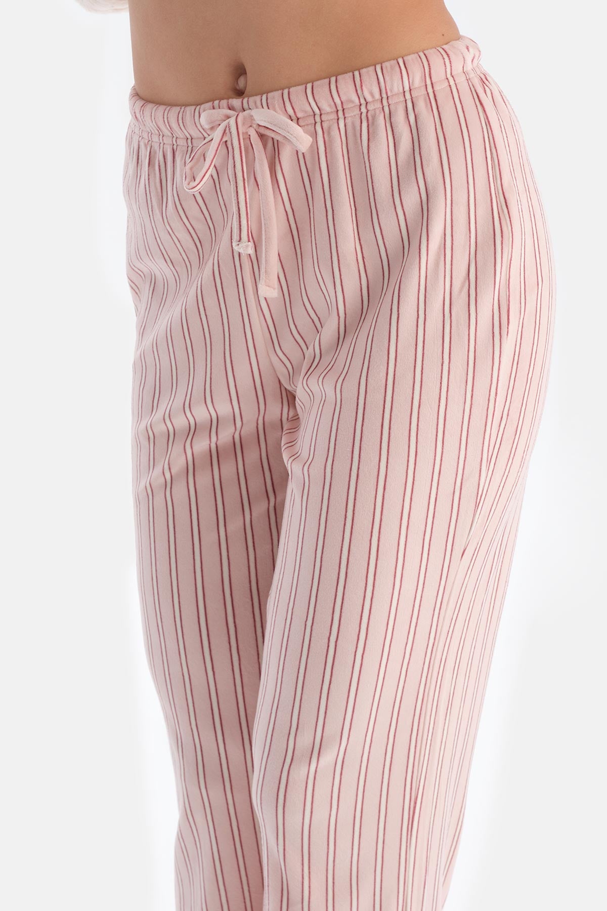 Ecru EMBROIDERED FLEECE SWEATSHIRT AND TROUSERS PAJAMA SET