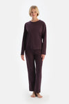 Damson BOAT NECK LACE DETAILED COMBED MODAL PAJAMA SET
