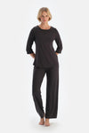 Anthracite BOAT NECK LACE DETAILED PAJAMA SET
