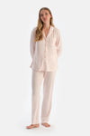 Light Pink STRIPED COMBED MODAL SHIRT TROUSERS PAJAMA SET