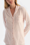 Light Pink STRIPED COMBED MODAL SHIRT TROUSERS PAJAMA SET