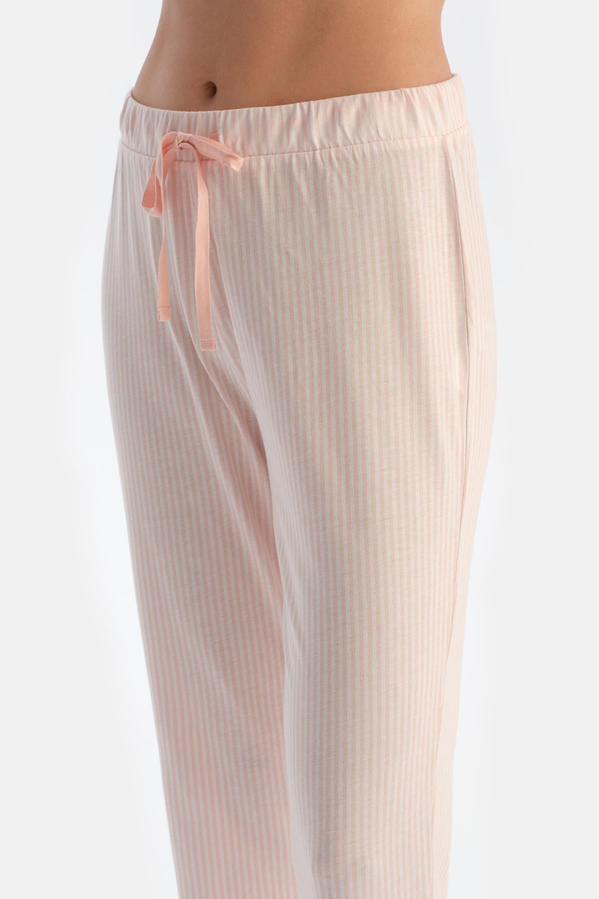 Light Pink STRIPED COMBED MODAL SHIRT TROUSERS PAJAMA SET