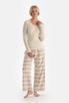 Ecru T-SHIRT & WOVEN TROUSERS PAJAMA SET