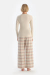 Ecru T-SHIRT & WOVEN TROUSERS PAJAMA SET