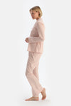 Light Pink STRIPED COMBED MODAL SHIRT TROUSERS PAJAMA SET
