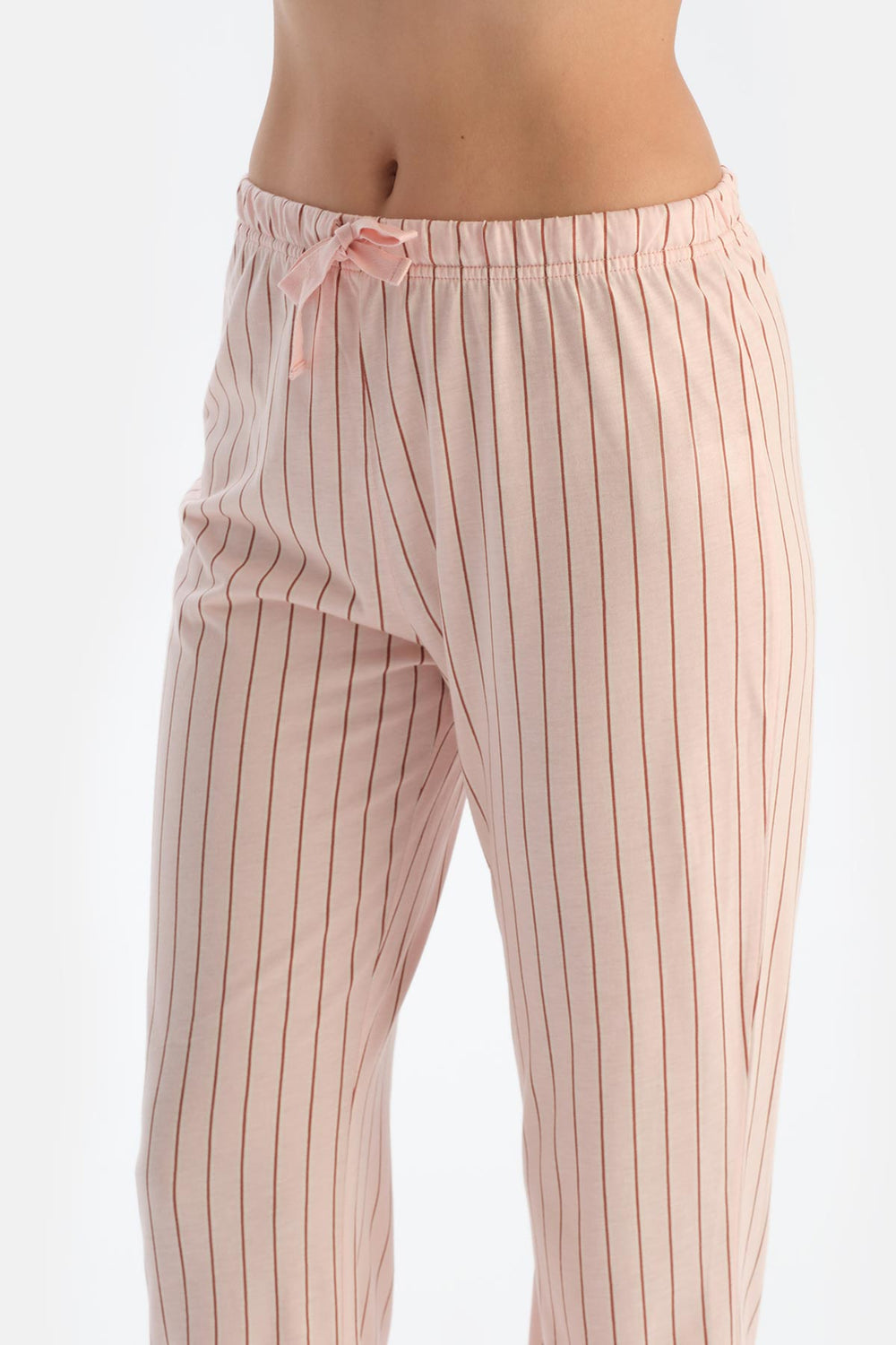 Light Pink STRIPED COMBED MODAL SHIRT TROUSERS PAJAMA SET