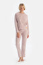 Lila Slogan Baskı Detaylı Uzun Kol Pamuklu Pijama Takımı