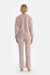 Lila Slogan Baskı Detaylı Uzun Kol Pamuklu Pijama Takımı