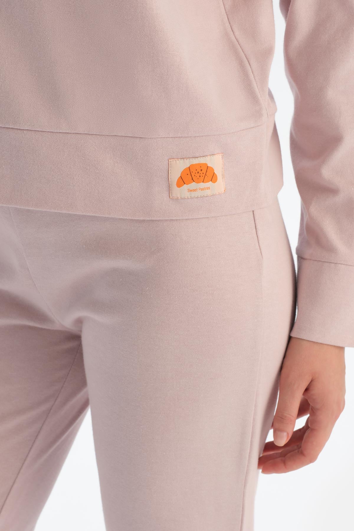 Lila Slogan Baskı Detaylı Uzun Kol Pamuklu Pijama Takımı