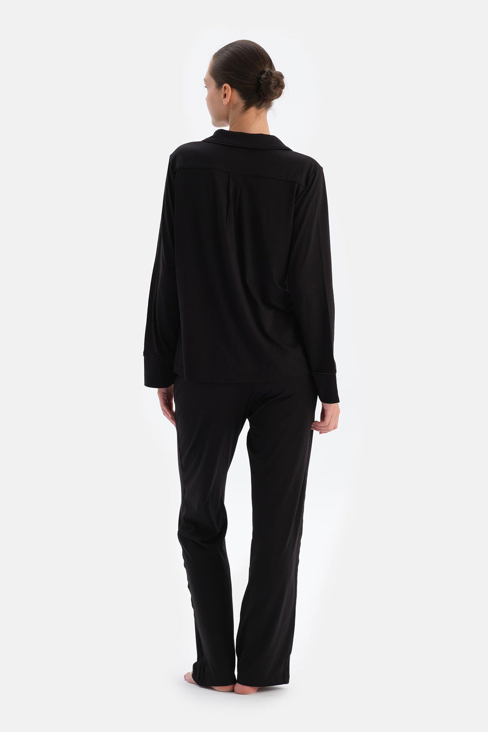 Black SHIRT AND TROUSERS PAJAMA SET