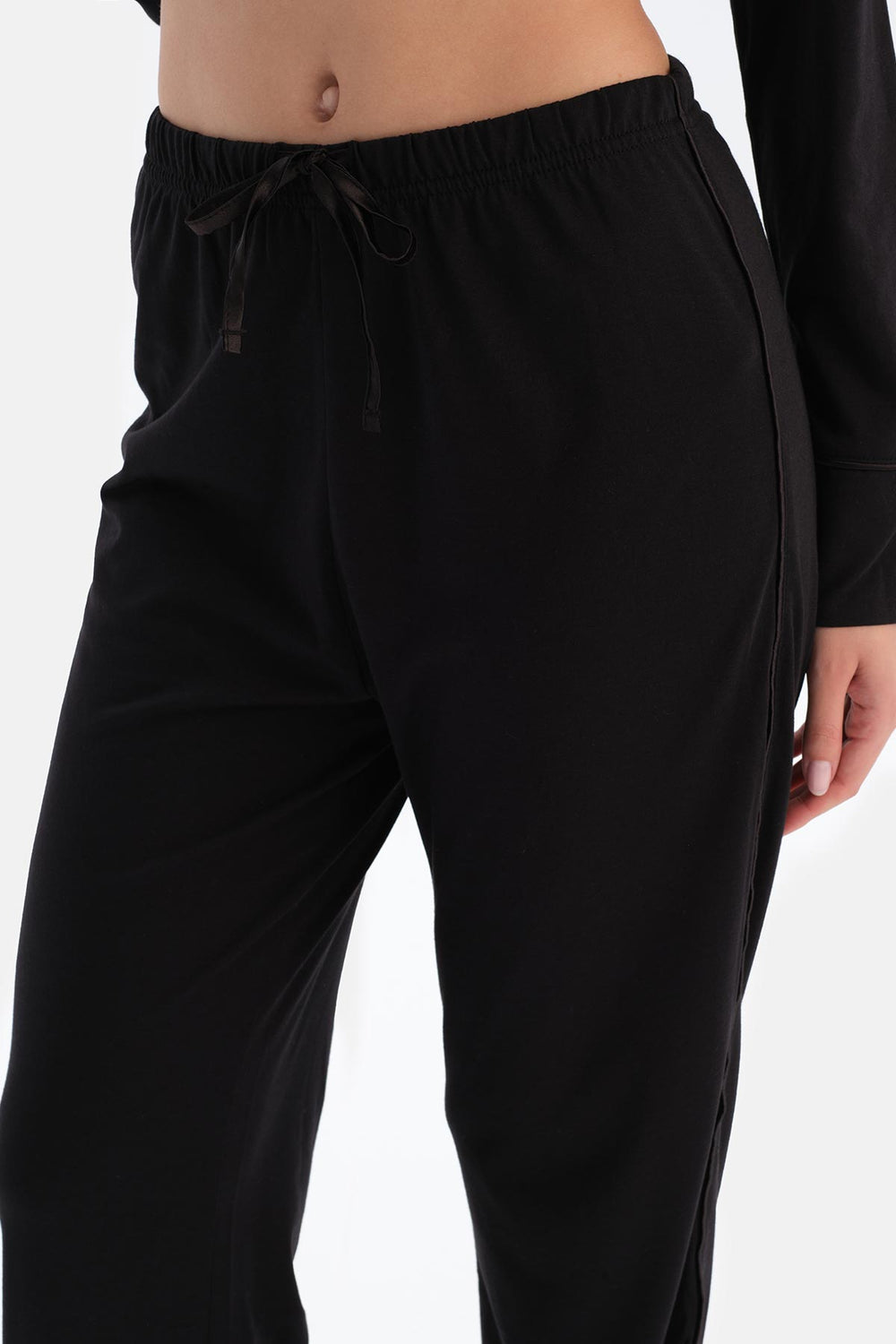 Black SHIRT AND TROUSERS PAJAMA SET