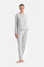 Grey Melange CREW NECK LONG SLEEVE PAJAMA SET WITH JOGGER PANTS