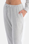 Grey Melange CREW NECK LONG SLEEVE PAJAMA SET WITH JOGGER PANTS