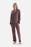 Bordeaux GEOMETRIC PATTERNED COMBED MODAL SHIRT TROUSERS PAJAMA SET