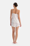 White LACE DETAILED SATIN BRIDE CAMISOLE SUIT