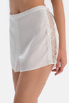 White LACE DETAILED SATIN BRIDE CAMISOLE SUIT