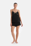 Black LACE DETAILED SATIN BRIDE CAMISOLE SUIT