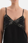 Black LACE DETAILED SATIN BRIDE CAMISOLE SUIT