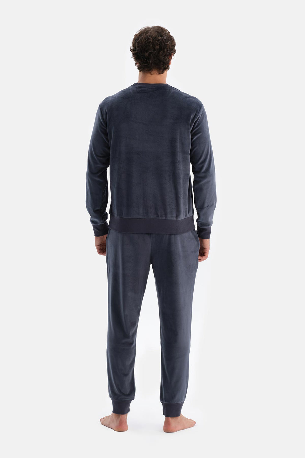 Navy CREW NECK LONG SLEEVE T-SHIRT PANTS PAJAMA SET