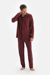 Bordeaux STRIPED LONG SLEEVE SHIRT TROUSERS PAJAMA SET