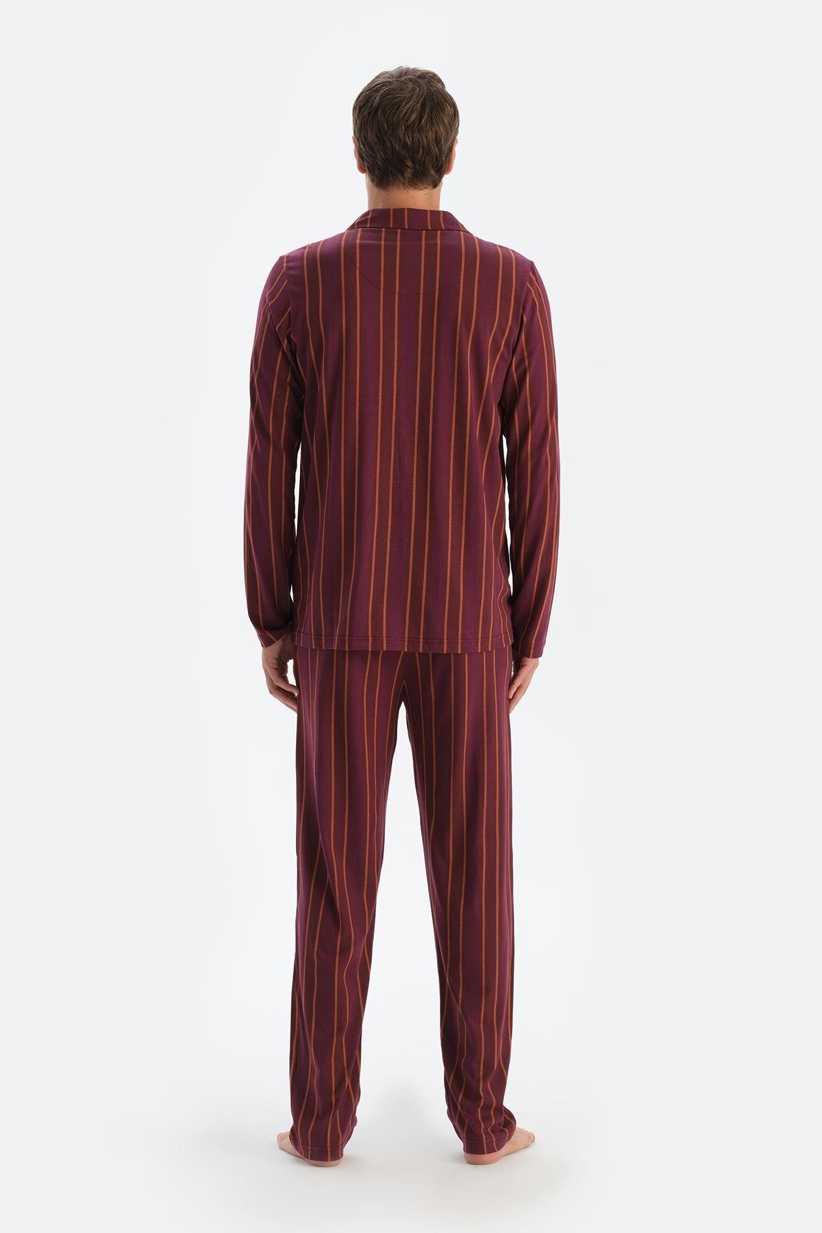 Bordeaux STRIPED LONG SLEEVE SHIRT TROUSERS PAJAMA SET