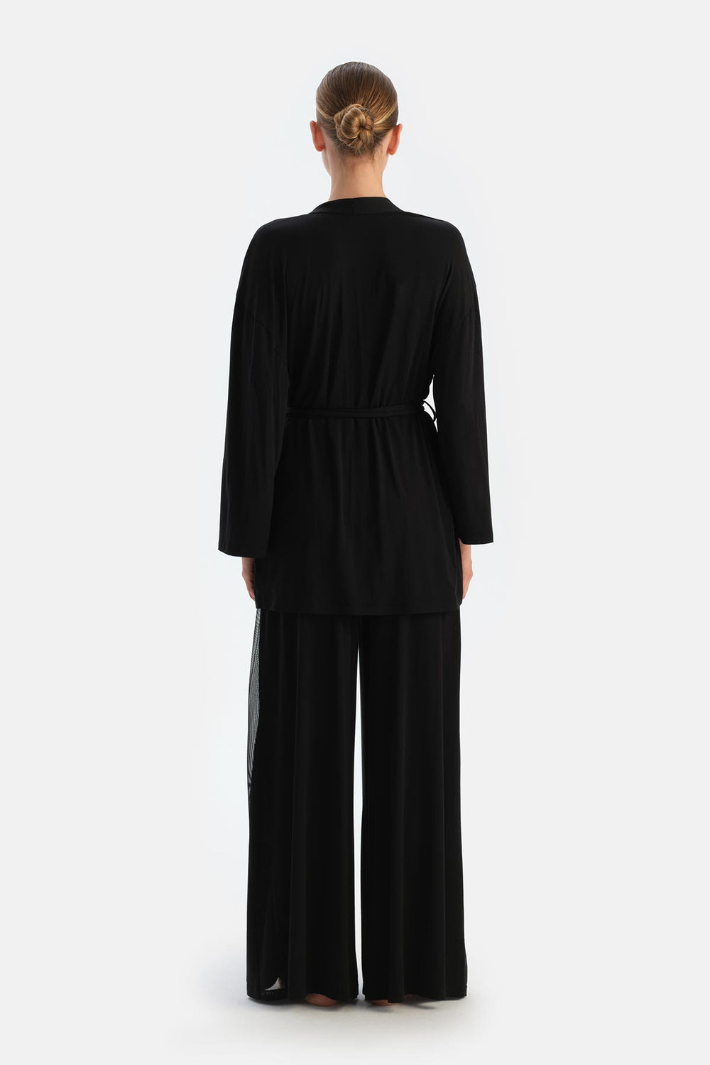 Black TULLE DETAILED BATHROBE