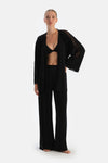 Black TULLE DETAILED BATHROBE
