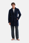 Navy FLEECE DRESSING GOWN