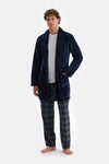 Navy FLEECE DRESSING GOWN