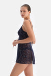 Navy Tulle Babydoll with Lace Detail