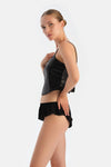 Siyah Payetli Crop Top
