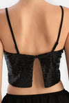 Siyah Payetli Crop Top