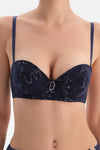 Lacivert Aksesuar Detaylı Tam Dolgulu Dantelli Sütyen